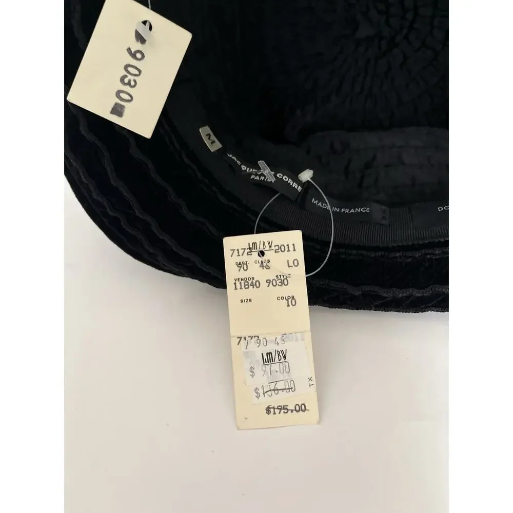 JACQUES LE CORRE PARIS BLACK VELVET HAT SIZE M, NEW WITH TAGS, MADE IN FRANCE